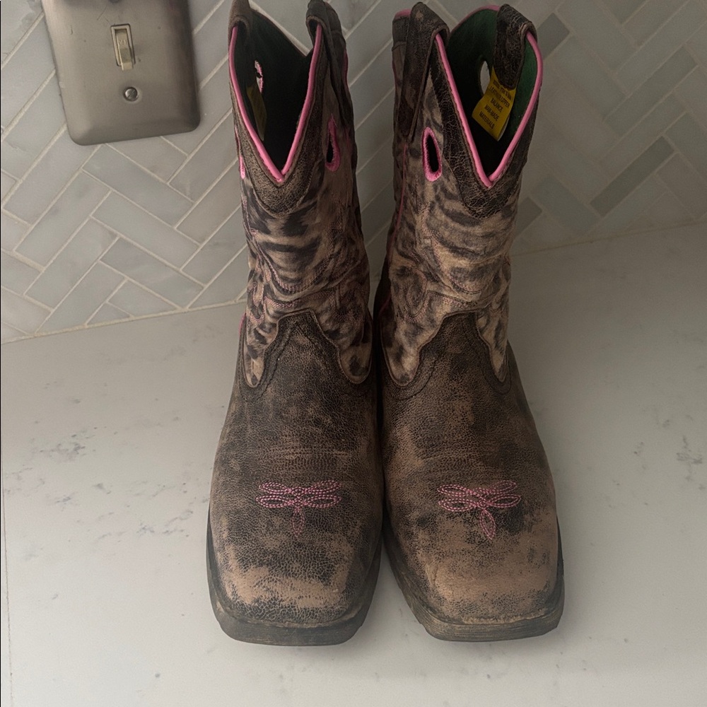 Pink and Brown Western Boots